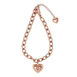 Vòng Đeo Tay Nữ Charles & Keith CNK Bethania Heart Crystal Chain-Link Bracelet - Rose Gold 13220019 Màu Vàng Hồng