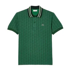 Áo Polo Nam Lacoste Classic Fit Contrast Collar Monogram Green DH1417 Màu Xanh Lá Size 4