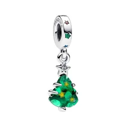 Hạt Vòng Charm Pandora Sparkling Christmas Tree Dangle Charm 792983C01 Màu Xanh Green