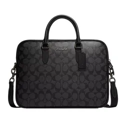 Cặp Xách Tay Nam Coach Liam Compact Brief In Signature Canvas CJ630 Màu Đen
