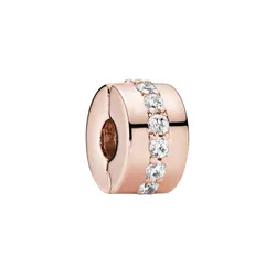 Hạt Vòng Charm Pandora Sparkling Row Clip 781972CZ Màu Vàng Hồng