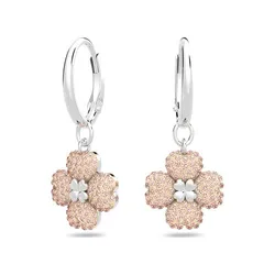 Khuyên Tai Nữ Swarovski Latisha Drop Earrings Flower, Pink, Rhodium Plated 5636485 Màu Bạc