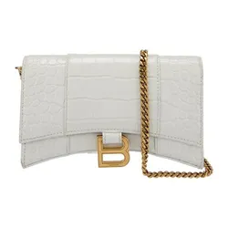Túi Đeo Chéo Nữ Balenciaga Embossed Hourglass Wallet On Chain Màu Trắng