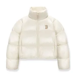 Áo Khoác Nữ MLB Crop Glossy Curve Padding Boston Red Sox 3FDJB2046-43CRD Màu Trắng Kem Size S