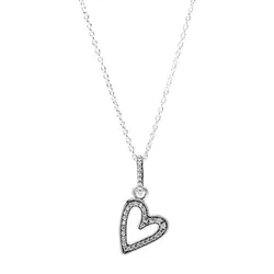 Dây Chuyền Pandora Sparkling Freehand Heart Pendant Necklace Màu Bạc