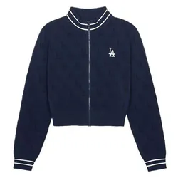 Áo Cardigan Nữ MLB Women's Classic Monogram Chenille Zip-Up Cardigan LA Dodgers 3FKCM0344-07NYS Màu Xanh Navy Size XS