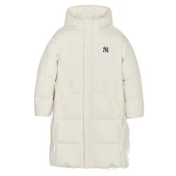 Áo Khoác MLB Basic Big Lettering Hood Long Padding New York Yankees 3ADJB1846-50CRS Màu Kem