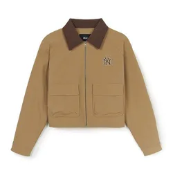 Áo Khoác Nữ MLB Basic Collar Crop Work Jacket 3FJPB0146-50BGD Màu Be Size M