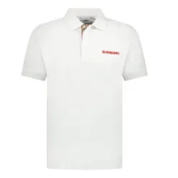 Áo Polo Nam Burberry Hartford Embroidery Logo Check Shirt 8084440 White Màu Trắng Size L