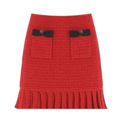 Chân Váy Nữ Self-Portrait Red Knit RS24150SKR Màu Đỏ Size S