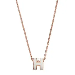 Dây Chuyền Nữ Hermès Mini Pop H Pendant H147992FO49 Blanc Màu Trắng/ Vàng Hồng