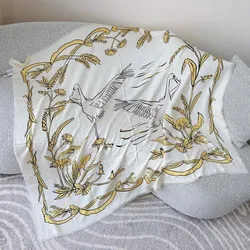 Khăn Nữ Tory Burch Morning Crane Square Scarf 142050 Màu Trắng Họa Tiết