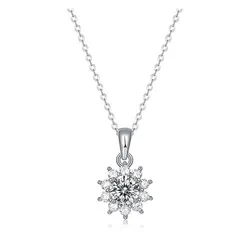 Dây Chuyền Nữ Lili Jewelry Bạc Đính Kim Cương Moissanite Hình Bông Hoa Mai LILI_053724 Màu Bạc