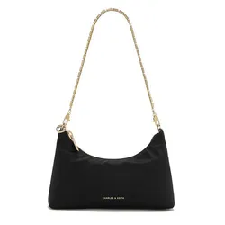 Túi Đeo Vai Nữ Charles & Keith CNK Satin Crystal Embellished Chain Handle Two Way Bag Black CK2-20271532 Màu Đen