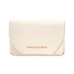 Ví Nữ Charles & Keith CNK Enola Front Flap Wallet CK6-10770658 Cream Màu Kem