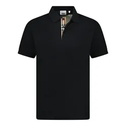 Áo Polo Nam Burberry Hartford Check Placket Polo Black Màu Đen Size M
