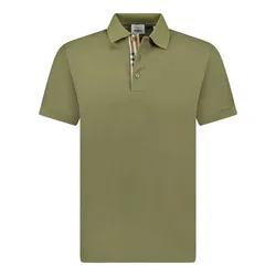 Áo Polo Nam Burberry Hartford Check Placket Olive Màu Xanh Rêu Size M