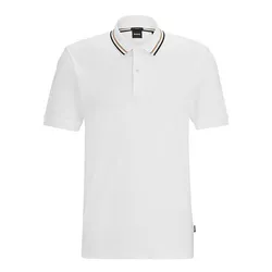 Áo Polo Nam Hugo Boss With Striped Collar 50469360 100 Màu Trắng Size S