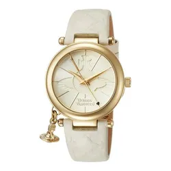 Đồng Hồ Nữ Vivienne Westwood Orb Gold White Leather Quartz VV006WHWH Màu Trắng Vàng