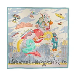 Khăn Lụa Nữ Hermès Hermès Parade Scarf 90 Màu Xanh/Hồng