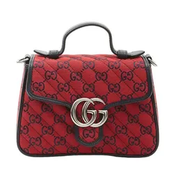 Túi Đeo Chéo Nữ Gucci GG Monogram Marmont Mini Satchel Màu Đỏ