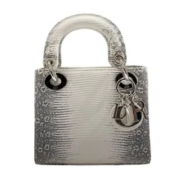 Túi Xách Tay Nữ Dior Mini Lady Ombre Lizard Bag Màu Trắng Xám