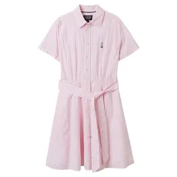 Váy Nữ WHOAU Steve Short Sleeve Strap Shirts Dress WHOWF2401F Màu Hồng Size S