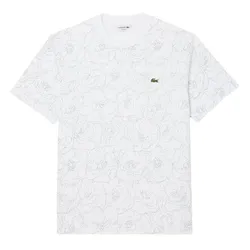 Áo Phông Nam Lacoste Flower Print Cotton Jersey TH3596 001 TShirt Màu Trắng Size 3