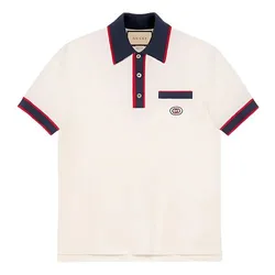 Áo Polo Nam Gucci Piquet With Interlocking G White 653380 XJDF8 Màu Trắng Size XS