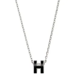 Dây Chuyền Nữ Hermès Mini Pop H Pendant Noir Màu Bạc Đen