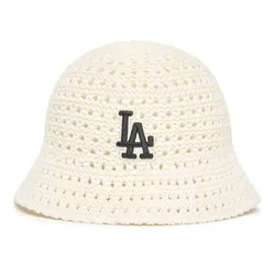 Mũ MLB Bucket Basic Summer Knit Dome Hat LA 3ATH3803N-07CRS Màu Trắng Kem