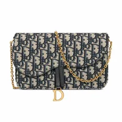 Túi Đeo Chéo Nữ Dior Medium Saddle Pouch With Chain Crossbody Bag Màu Xanh Blue