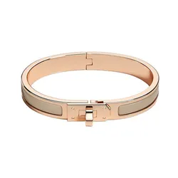 Vòng Đeo Tay Nữ Hermès Mini Clic Kelly Bracelet Marron Màu Vàng Hồng Phối Xám