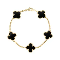 Vòng Đeo Tay Nữ Van Cleef & Arpels Vintage Alhambra Bracelet 18k Yellow Gold Màu Đen Vàng
