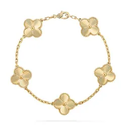 Vòng Đeo Tay Nữ Van Cleef & Arpels Vintage Alhambra Bracelet, 5 Motifs VCARP3JK00 Màu Vàng