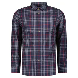 Áo Sơ Mi Nam Burberry Shefford Check Shirt Navy/Grey Màu Xanh Kẻ Size XS