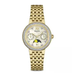 Đồng Hồ Nữ Bulova Quartz Goldtone Diamond 98R224 Màu Vàng Gold