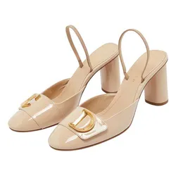 Giày Cao Gót Dior Beige Patent Leather Slingback Pumps Màu Be Size 37