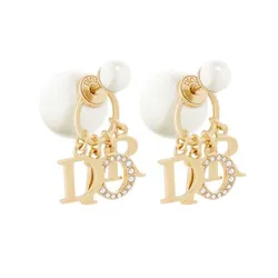 Khuyên Tai Nữ Dior Tribales Clip-On Earrings Màu Vàng Trắng