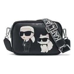 Túi Đeo Chéo Nữ Karl Lagerfeld Maybelle Round Head Duo Camera Crossbody Bag 76189018 Màu Đen