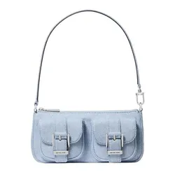 Túi Đeo Vai Nữ Michael Kors MK Zoe Small Washed Denim Pochette 32S5SZCU5C422 Màu Xanh
