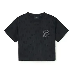 Áo Croptop MLB Women's Classic Mono Jacquard Crop Short Sleeve Tshirt New York Yankees 3FTSM0153-50BKS Màu Đen