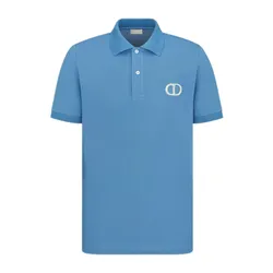 Áo Polo Nam Dior CD Icon Polo Shirt Blue Cotton Piqué 013J800A0373_C591 Màu Xanh Blue Size S