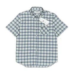 Áo Sơ Mi Cộc Tay Nam Lacoste Men's Short Sleeve Shirt Màu Kẻ Xanh Size 38
