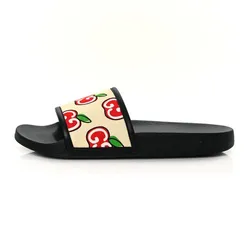 Dép Nữ Gucci Canvas GG Apple Slide Sandals Màu Đen Size 36