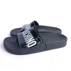 Dép Nữ Moschino Logo Black Slides Màu Đen Size 39