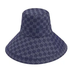 Mũ Nữ Gucci GG Denim Wide Brim Hat Blue Grey 631958 4HG61 4400 Màu Xanh