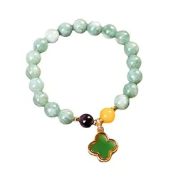 Vòng Đeo Tay Nữ Kya Jewel Ngọc Bích Blessing Clover NAB18 Màu Xanh