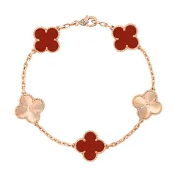 Vòng Đeo Tay Nữ Van Cleef & Arpels Vintage Alhambra Bracelet 5 Motifs VCARP7RP00 Màu Vàng Hồng/Đỏ