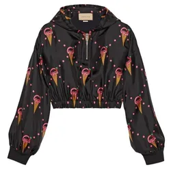 Áo Hoodie Nữ Gucci Silk With Ice Cream Print Black 731143XJE9P1082 Màu Đen Họa Tiết Size XS